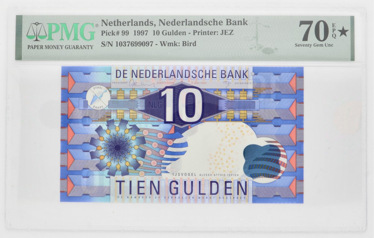 Nederland. 10 gulden. Bankbiljet. Type 1997. - PMG 70EPQ TOP POP