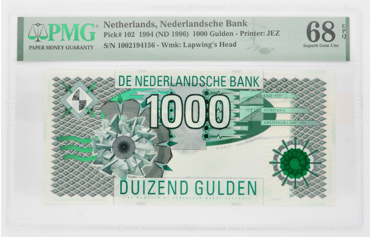 Nederland. 1000 gulden. Bankbiljet. Type 1994. - PMG 68EPQ.