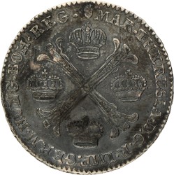 Halve kronenthaler. Brabant. Brussel. Maria Theresia. 1763. Zeer Fraai +.