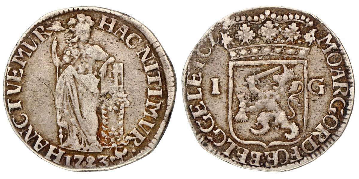 No reserve - Gulden - Generaliteits. Gelderland. 1723. Zeer Fraai.