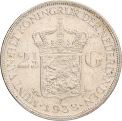 2½ Gulden - Grofhaar. Wilhelmina. 1938. Prachtig +.