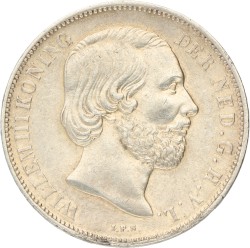 1 Gulden. Willem III. 1863. Prachtig / UNC.