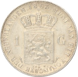 1 Gulden. Willem III. 1863. Prachtig / UNC.