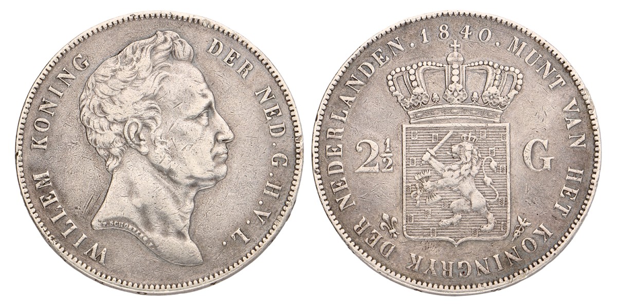 2½ Gulden. Willem I. 1840. Zeer Fraai.