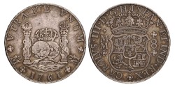 Mexico. Spanish colony. Charles III. 8 Reales. 1761 MM. VF +.