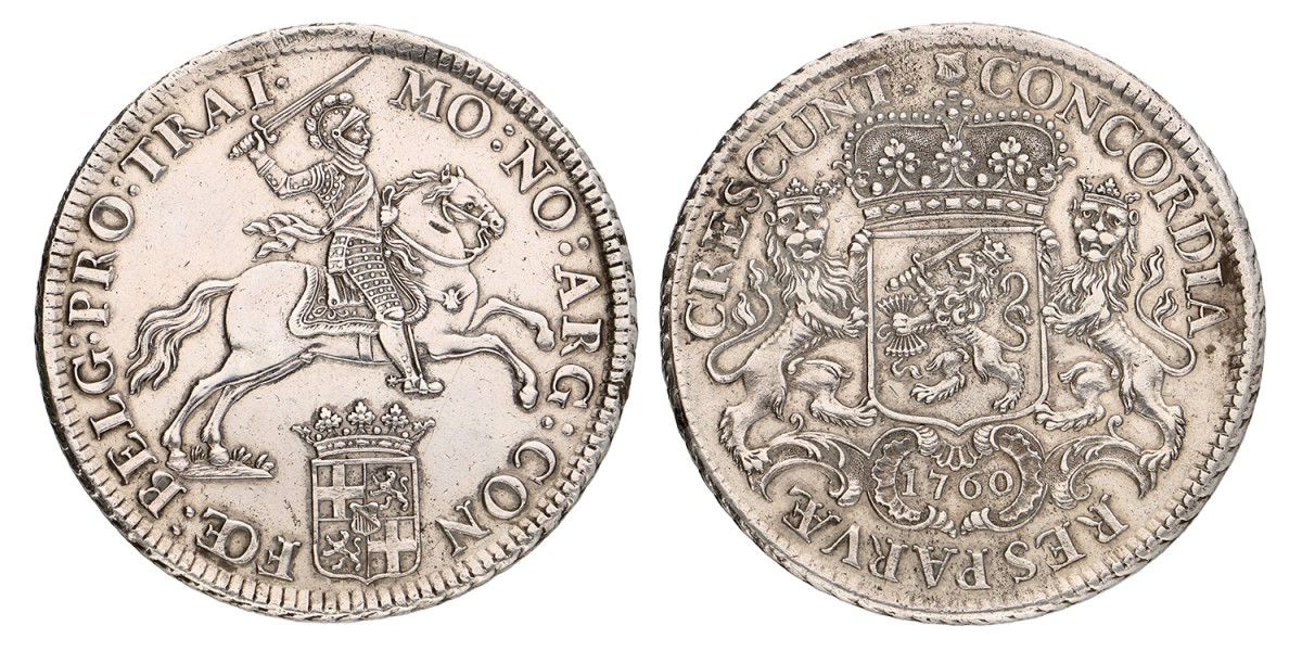 Dukaton of zilveren rijder. Utrecht. 1760. Prachtig.