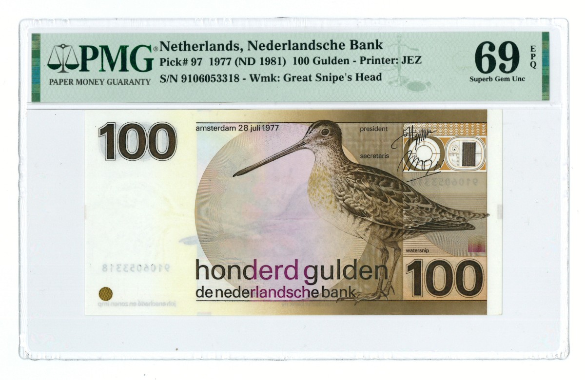 Nederland. 100 gulden. Bankbiljet. Type 1977. - PMG 69EPQ.