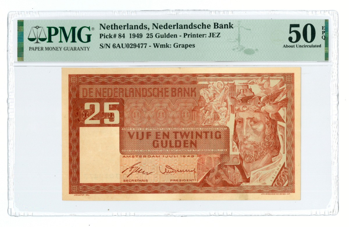 Nederland. 25 gulden. Bankbiljet. Type 1949. - PMG 50EPQ.