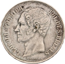 No reserve - Belgium. Leopold I. 5 Francs. 1850.