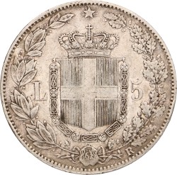 No reserve - Italy. Kingdom. Umberto I. 5 Lire. 1879 R.