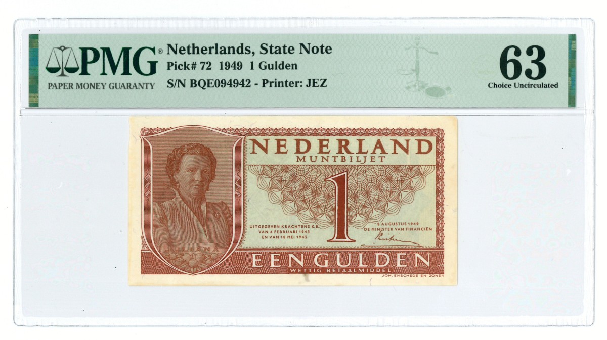 Nederland. 1 gulden. Muntbiljet. Type 1949. - PMG 63