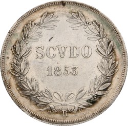 No reserve - Italian states. Papal states. Pius IX. 5 Scudo. 1853.