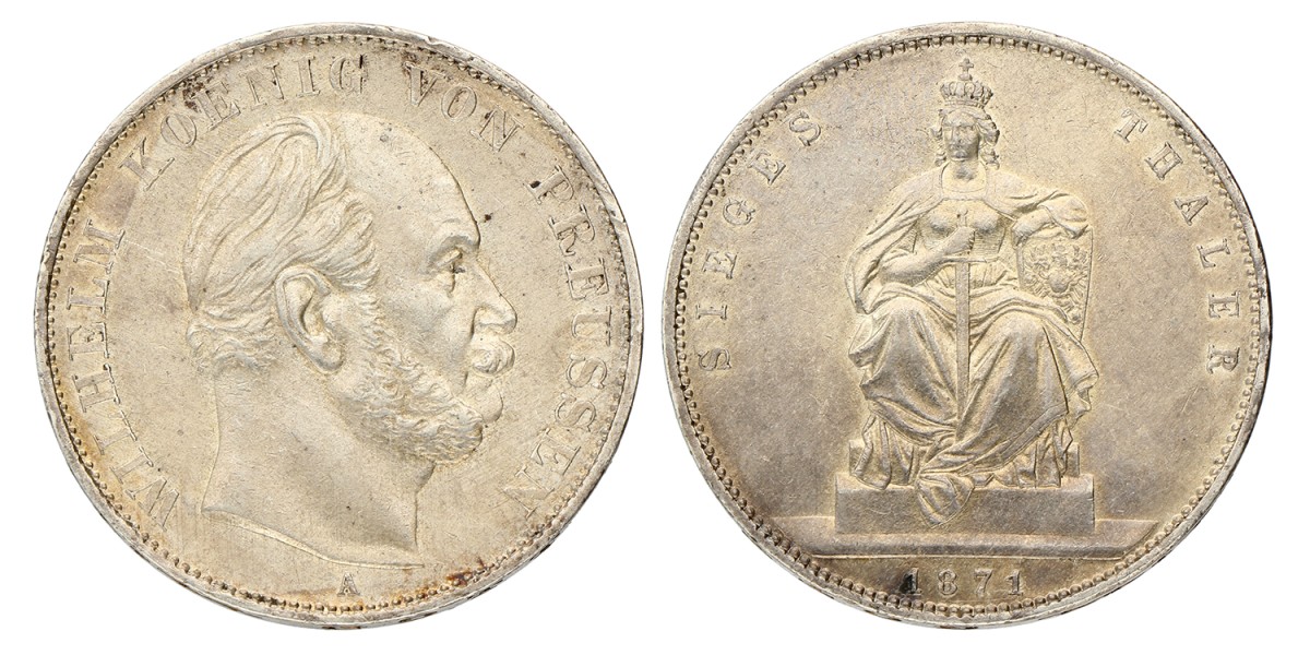 German states. Prussia. Wilhelm I. Siegesthaler. 1871 A.