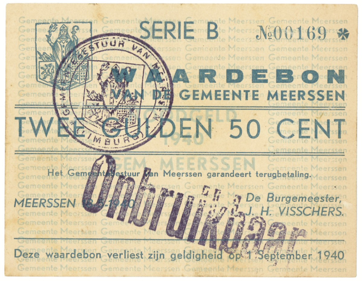 Nederland. 2½ gulden. Waardebon. Type 1940. Type Meerssen. - Zeer Fraai +.