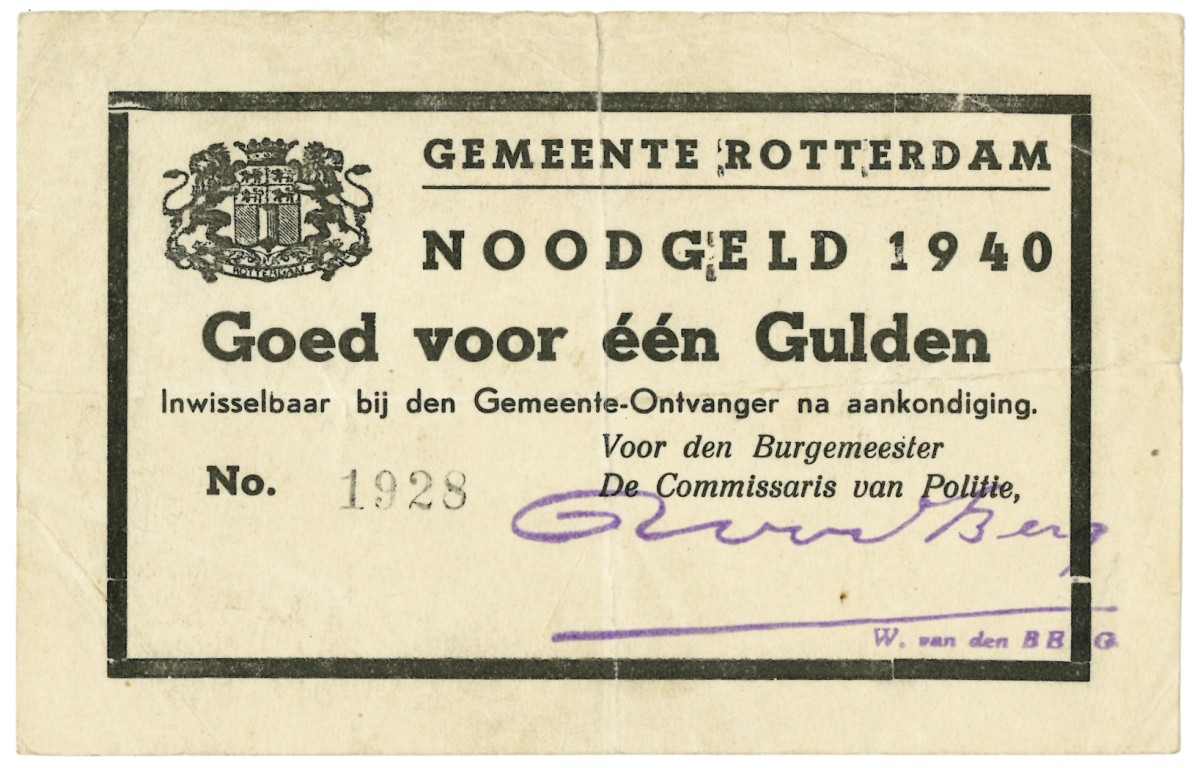 Nederland. 1 gulden. Waardebon. Type 1940. Type Rotterdam. - Zeer Fraai -.