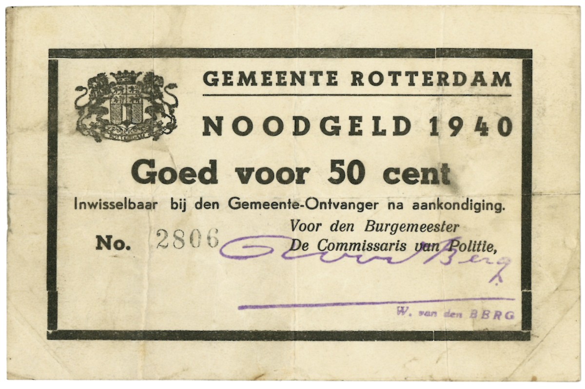 Nederland. 50 cent. Waardebon. Type 1940. Type Rotterdam. - Zeer Fraai -.