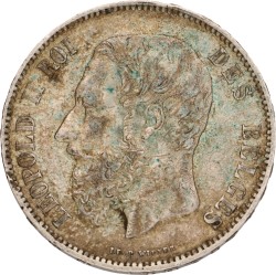 No reserve - Belgium. Leopold II. 5 Francs. 1871.