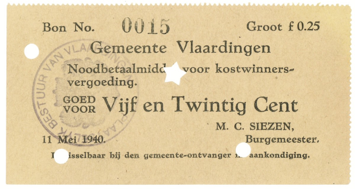 Nederland. 25 cent. Waardebon. Type 1940. Type Vlaardingen. - Zeer Fraai.