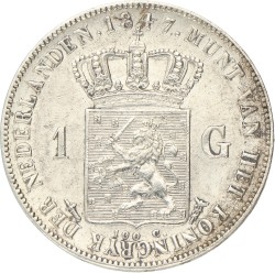 1 Gulden. Willem II. 1847. Prachtig.