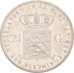 2½ Gulden. Willem III. 1853-52. Zeer Fraai +.