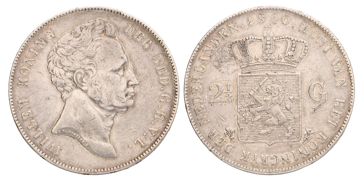 2½ Gulden. Willem I. 1840. Zeer Fraai.