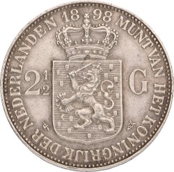 2½ Gulden. Wilhelmina. 1898. Zeer Fraai.