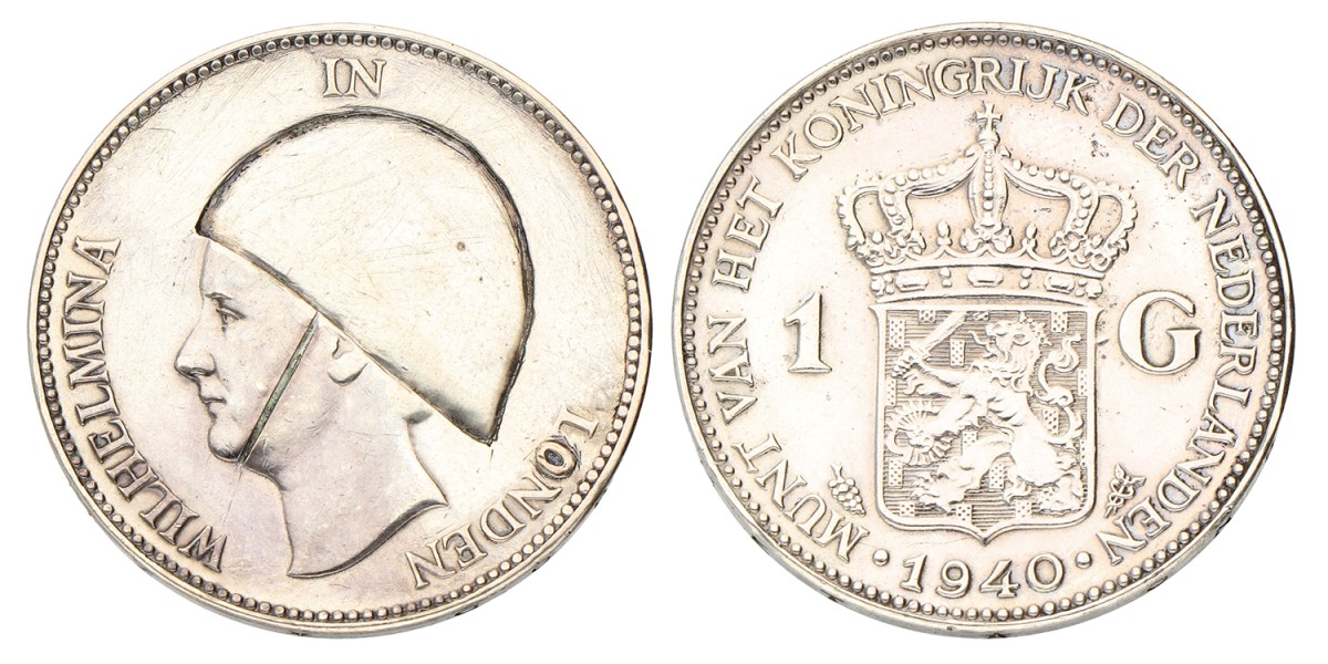 1 Gulden. Wilhelmina in Londen. 1940. Zeer Fraai -.