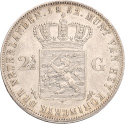 2½ Gulden. Willem III. 1852. Zeer Fraai / Prachtig.