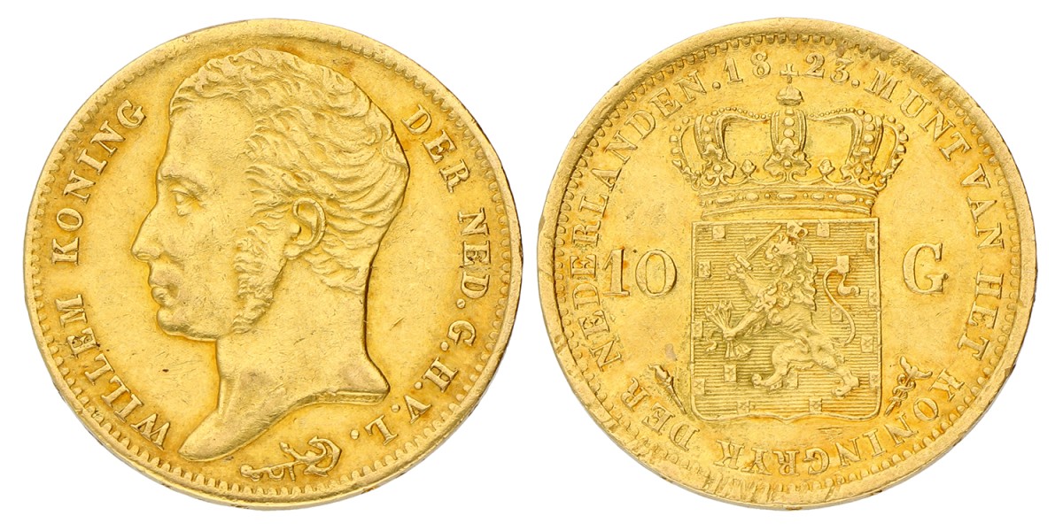 10 Gulden. Willem I. 1823 U. Zeer Fraai / Prachtig.