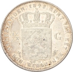 ½ Gulden. Willem II. 1848. Prachtig.