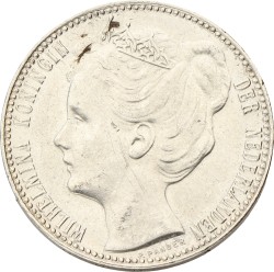 1 Gulden. Wilhelmina. 1907. Prachtig.