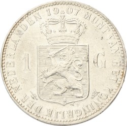 1 Gulden. Wilhelmina. 1907. Prachtig.
