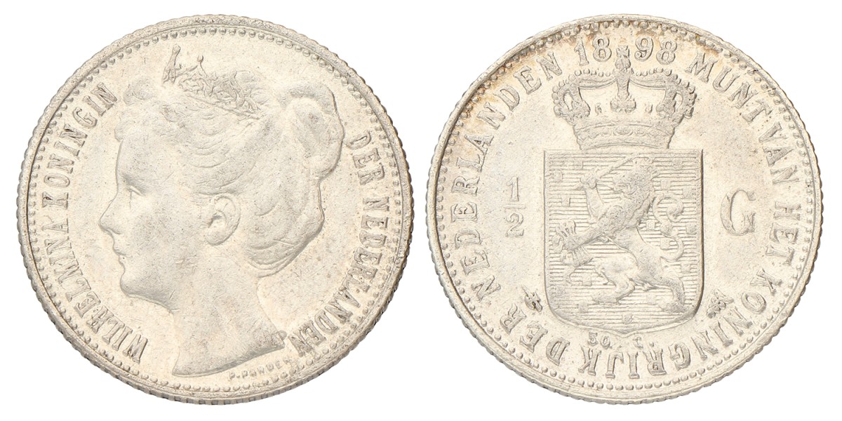 ½ Gulden. Wilhelmina. 1898. Prachtig.