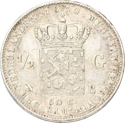 ½ Gulden. Willem I. 1830 B. Zeer Fraai +.