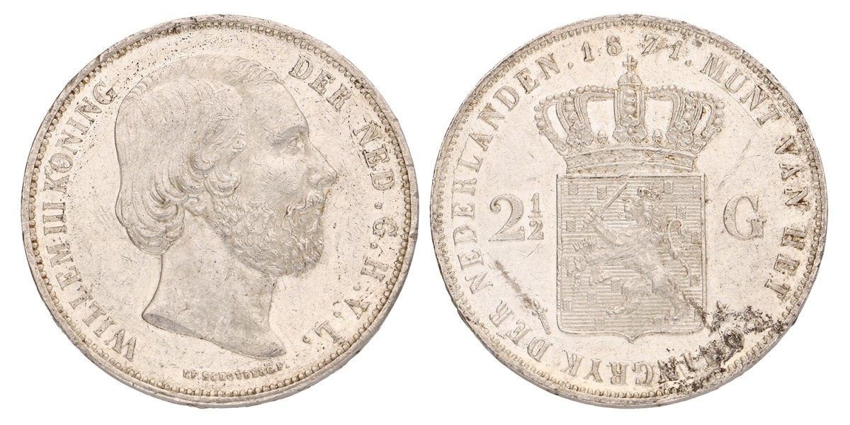 2½ Gulden. Willem III. 1871. Prachtig -.