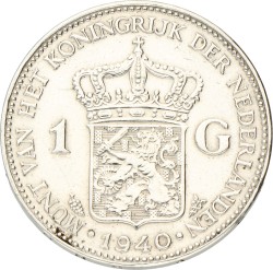 1 Gulden. Wilhelmina in Londen. 1940. Zeer Fraai +.