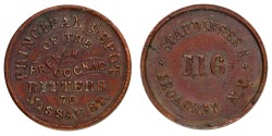 USA. Civil War Store Cards. Lot (2) 2 Cent Token - Staudingers 116 Broadway New York & S. Steinfeld 70 Nassau St. New York. 1863.