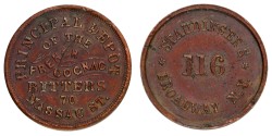 USA. Civil War Store Cards. Lot (2) 2 Cent Token - Staudingers 116 Broadway New York & S. Steinfeld 70 Nassau St. New York. 1863.