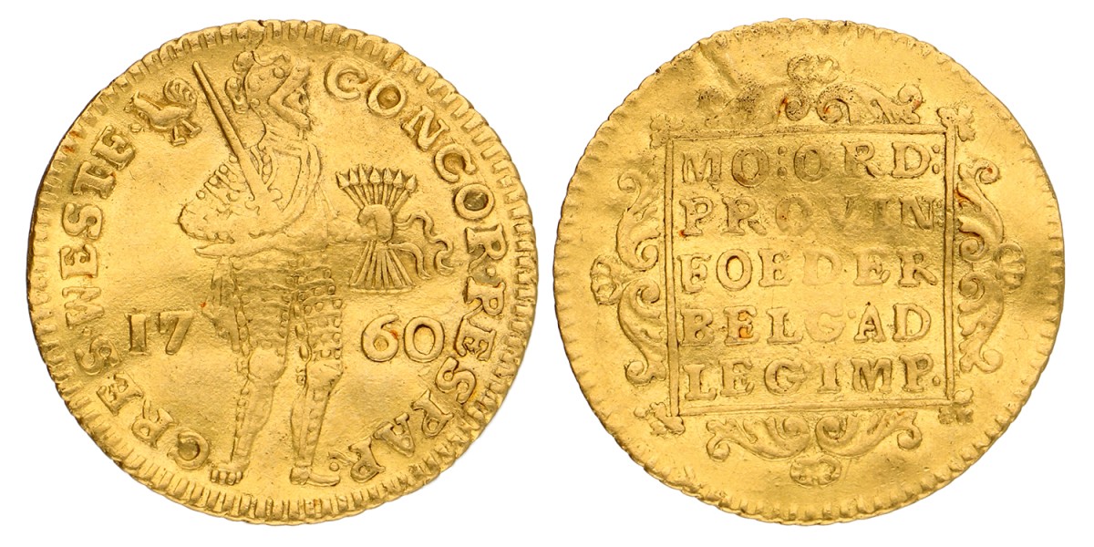 Gouden dukaat. West-Friesland. 1760. Zeer Fraai.