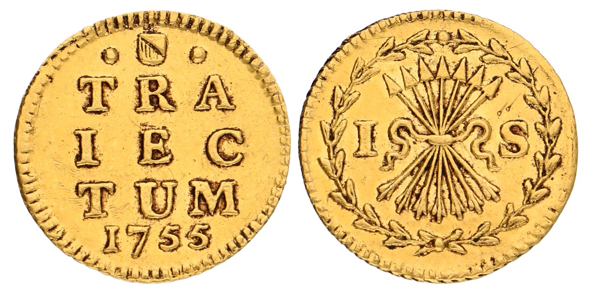 Bezemstuiver. Gouden afslag. Utrecht. 1755. Zeer Fraai +.