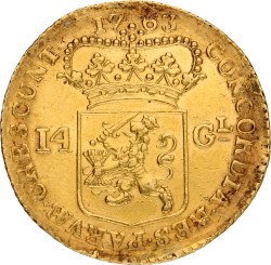 Gouden rijder van 14 gulden. West-Friesland. 1763. Zeer Fraai +.