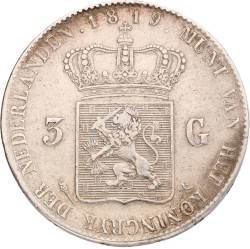 3 Gulden. Willem I. 1819. Zeer Fraai.