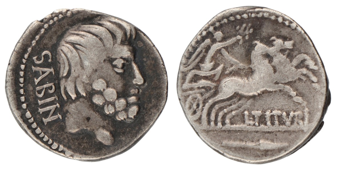 Roman Republic. L. Titurius L. f. Sabinus. Denarius. ND (89 BC).