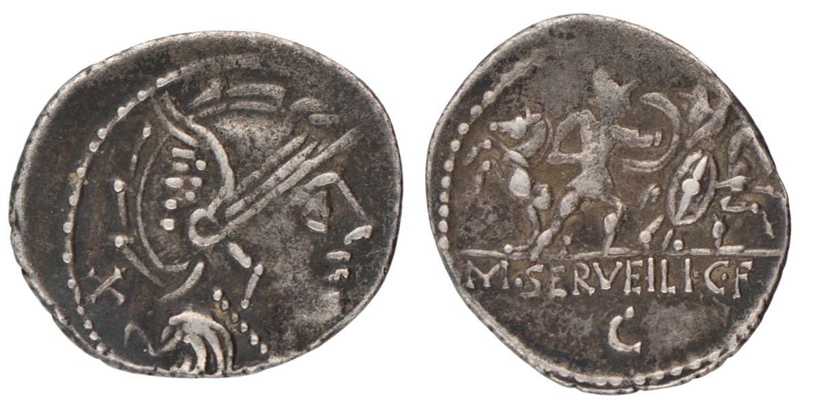 Roman Republic. M. Servilius C.f. Vatia. Denarius. ND (100BC).