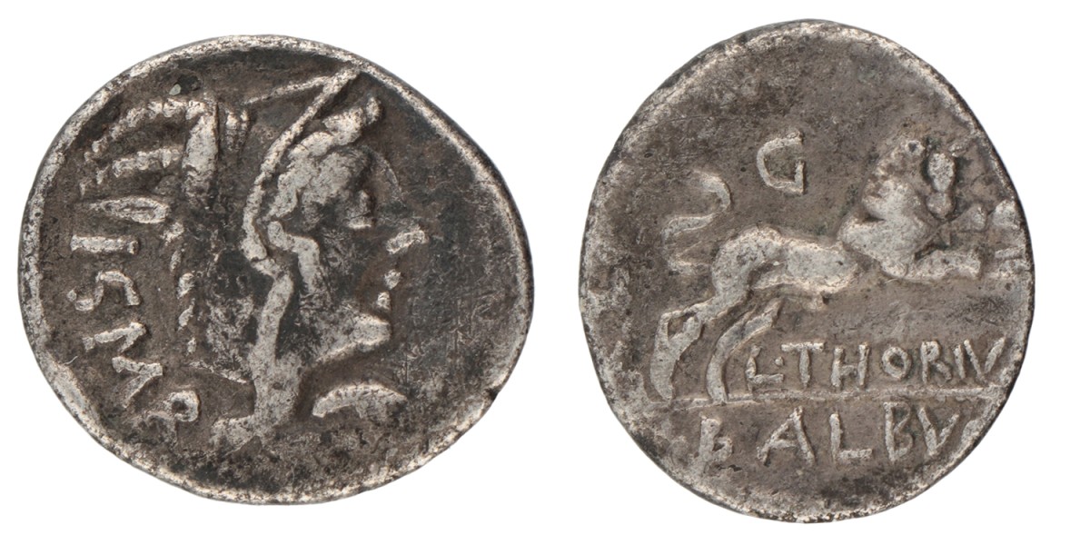 Roman Republic. L. Thorius Balbus. Denarius. ND (105 BC).