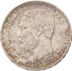 No reserve - Belgium. Leopold II. 5 Francs. 1873.