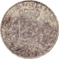 No reserve - Belgium. Leopold II. 5 Francs. 1873.