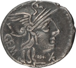 Roman Republic. M. Aburius Geminus. Denarius. ND (134 BC).