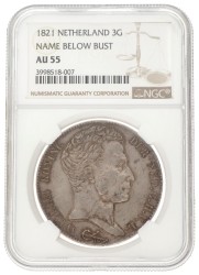 3 Gulden. Willem I. 1821 U. AU 55.