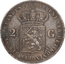 No reserve - 2½ Gulden. Willem III. 1863. Zeer Fraai +.